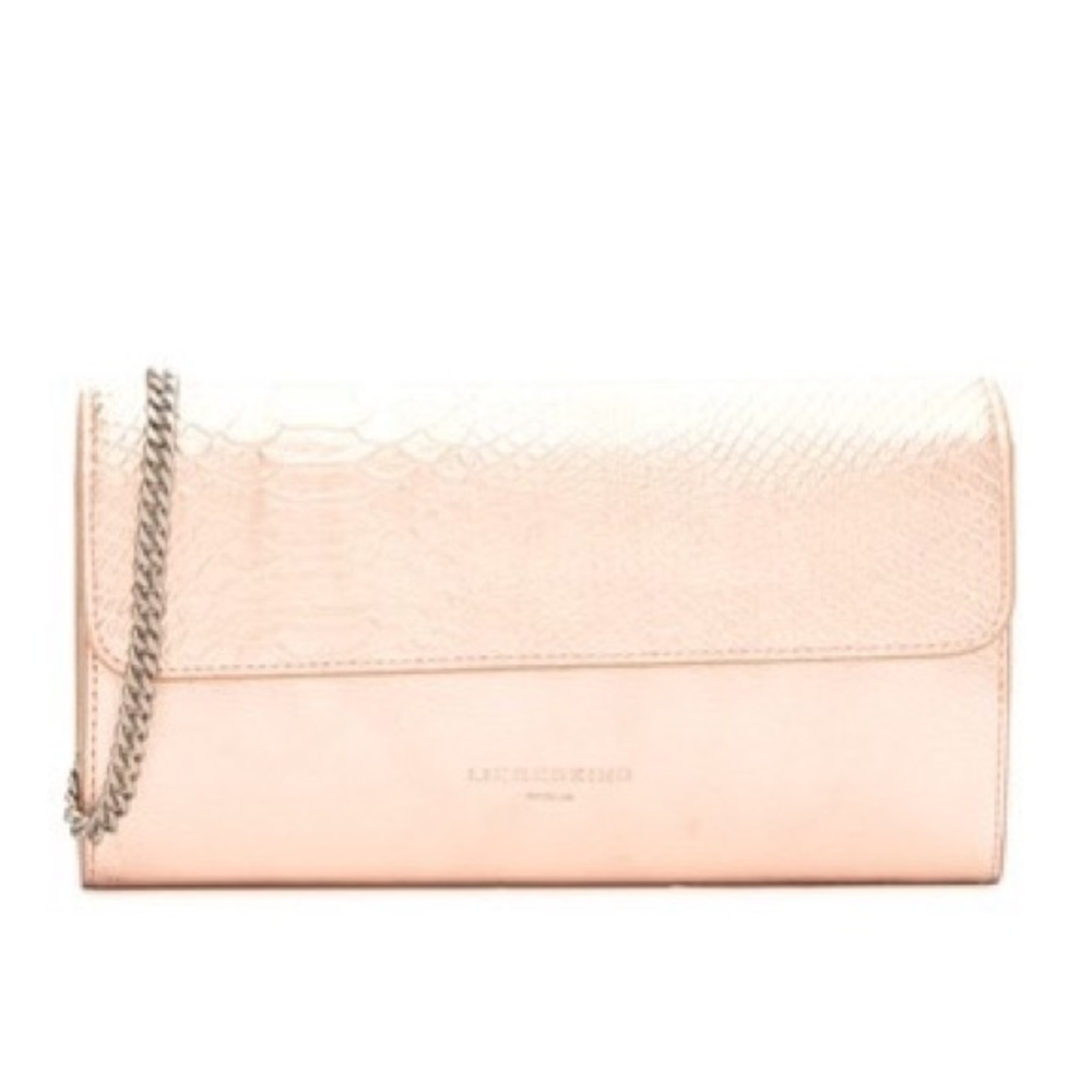 Maria Metallic Snake Embossed Leather Clutch